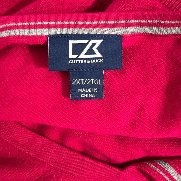 NWT CUTTER & BUCK Fuchsia Pink V Neck Sweater (2XT) - Picture 6 of 8